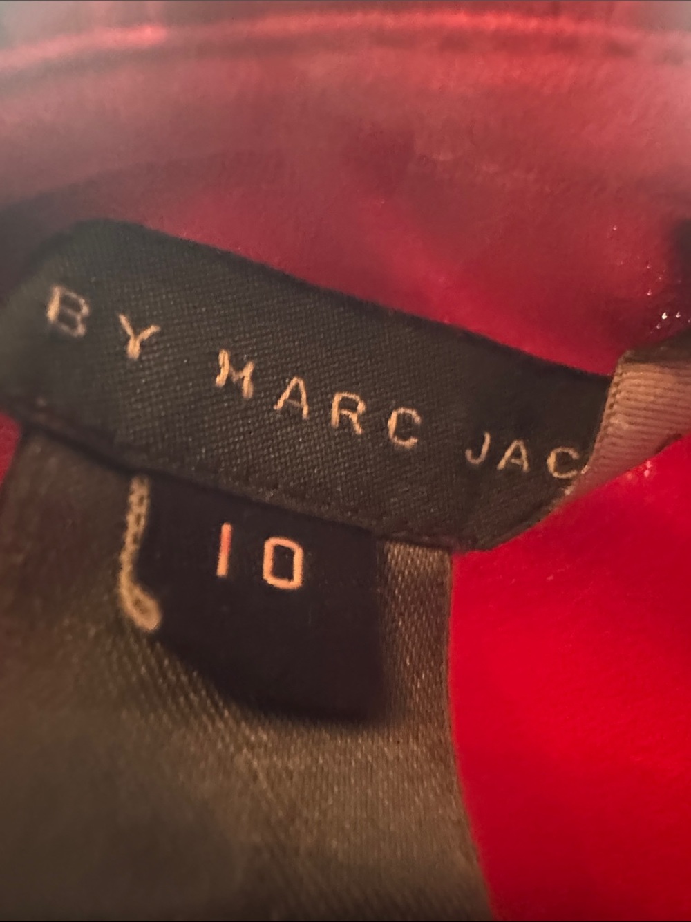 Marc Jacobs 100% Silk Red Ruffled 3/4 Sleeve Dress with Belt, 10 - Picture 13 of 14